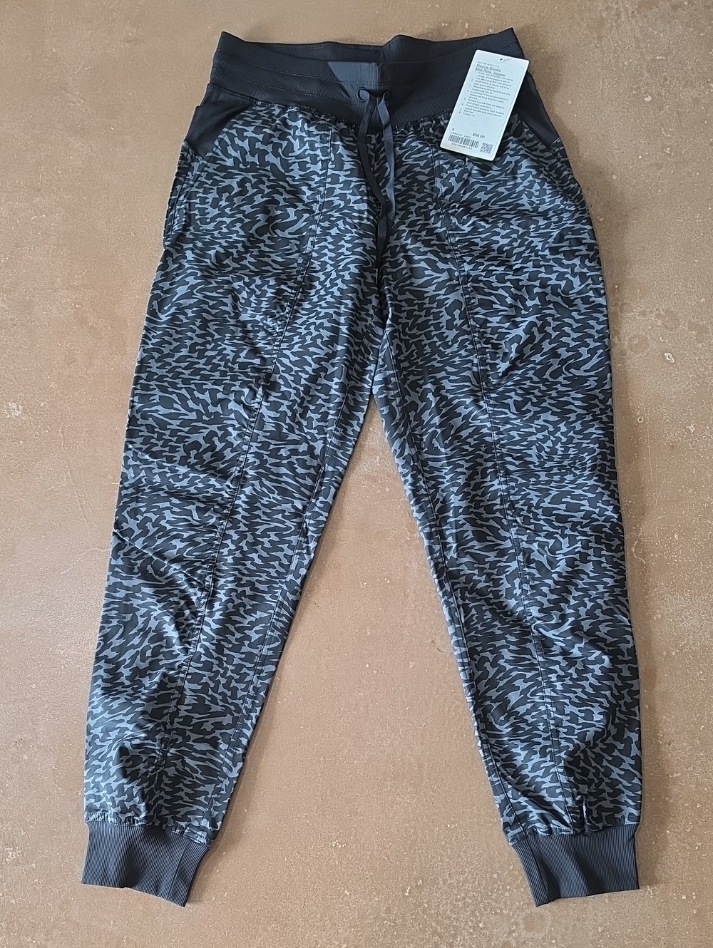 Printed Jogger Pants in Charcoal and Black